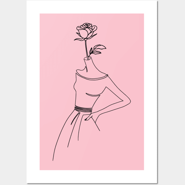 Beautiful Female Flower, Artistic Girl Design, Line Art Wall Art by Utopia Shop